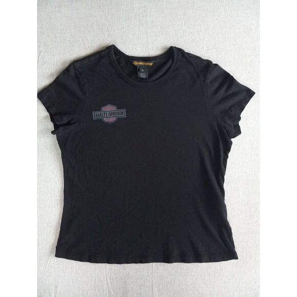 Tops - Harley-Davidson Motor Cycle Women's XL Pure Cotton Big Art Logo Black T Shirt